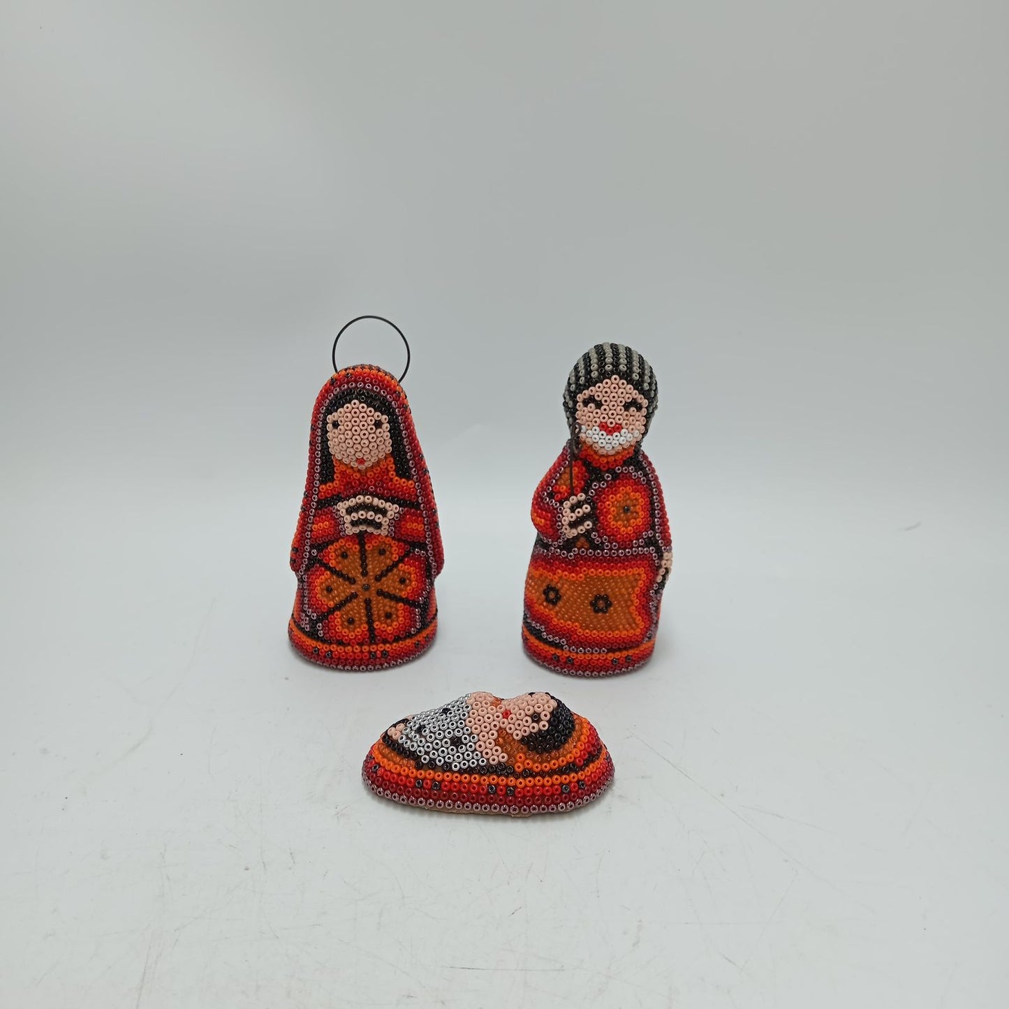 Hand Beaded Huichol Mexican Folk Art Nativity Set By Mayola Villa PP8580