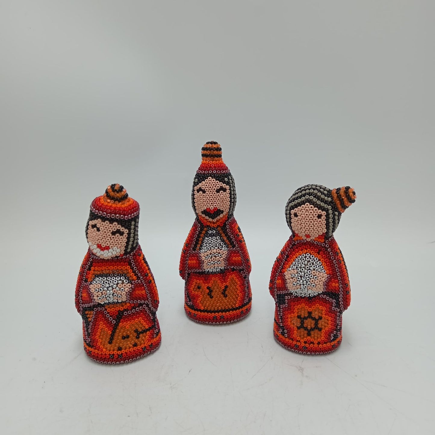 Hand Beaded Huichol Mexican Folk Art Nativity Set By Mayola Villa PP8580