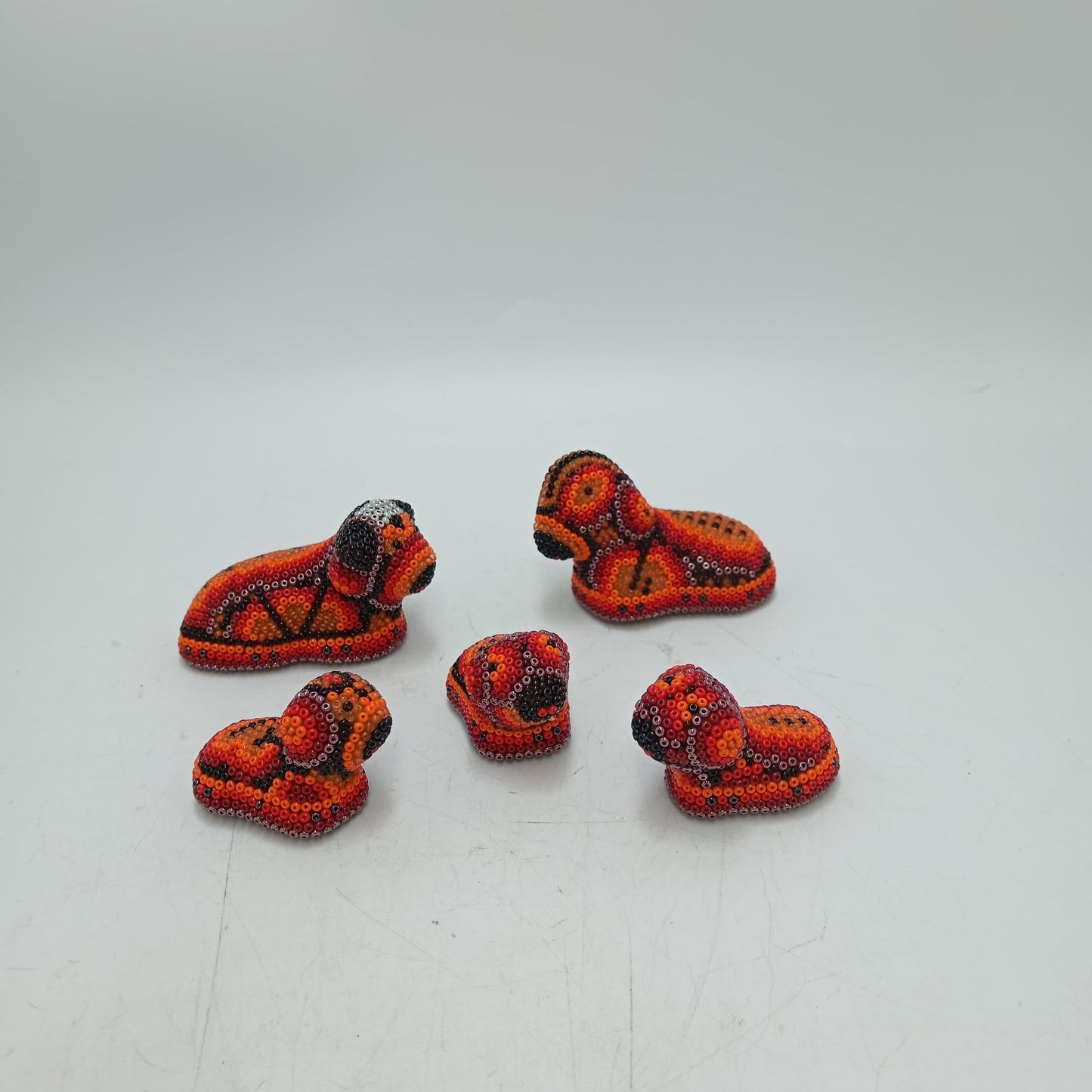 Hand Beaded Huichol Mexican Folk Art Nativity Set By Mayola Villa PP8580