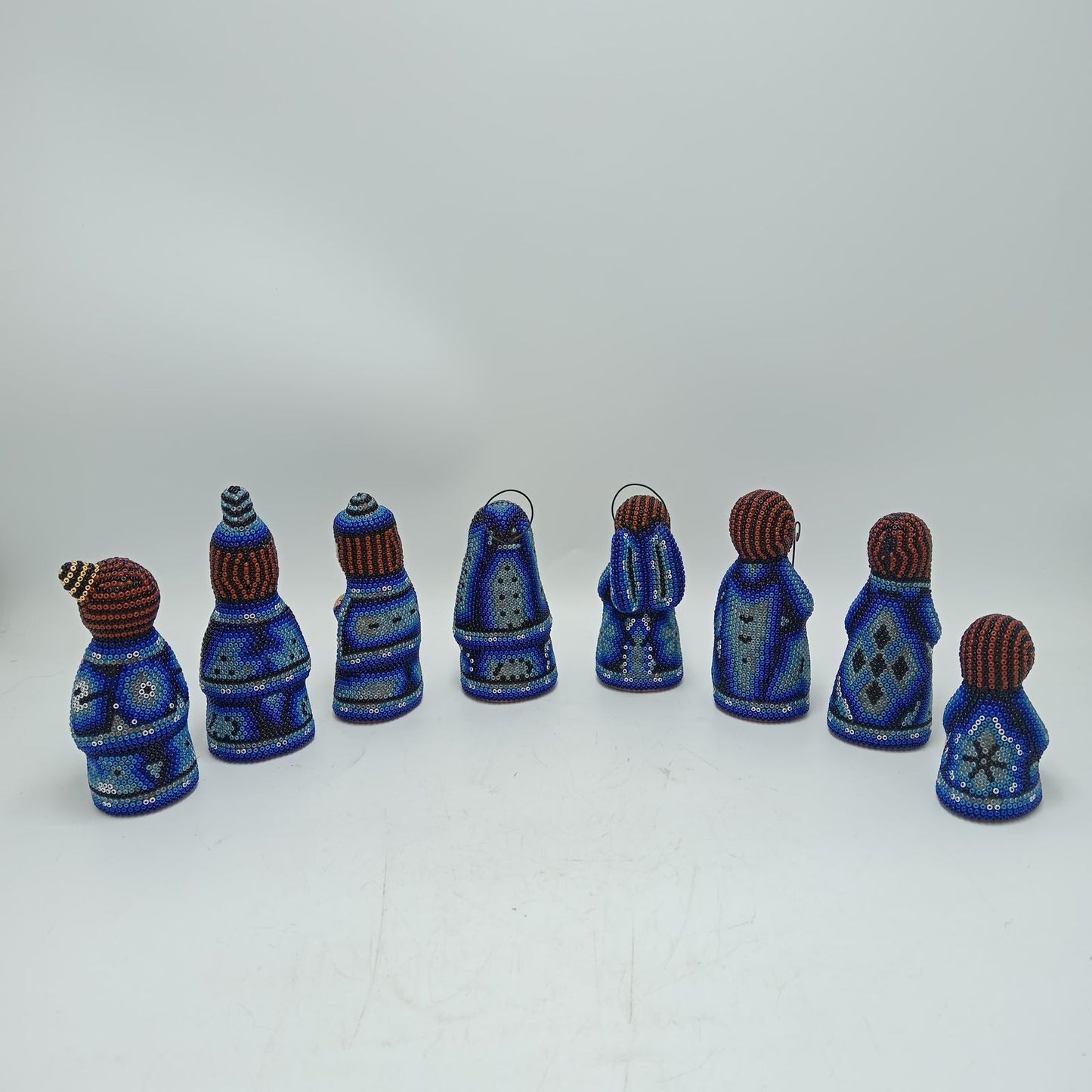 Hand Beaded Huichol Mexican Folk Art Nativity Set By Mayola Villa PP8581