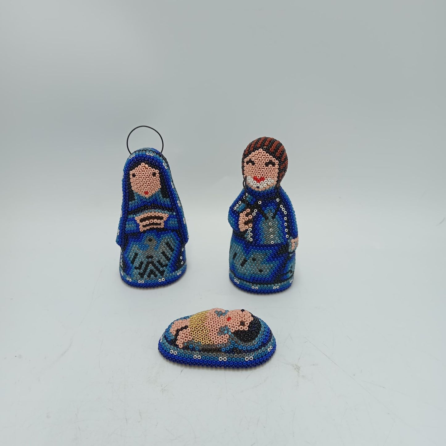 Hand Beaded Huichol Mexican Folk Art Nativity Set By Mayola Villa PP8581