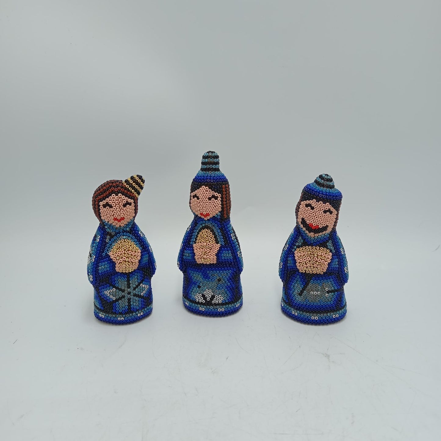 Hand Beaded Huichol Mexican Folk Art Nativity Set By Mayola Villa PP8581