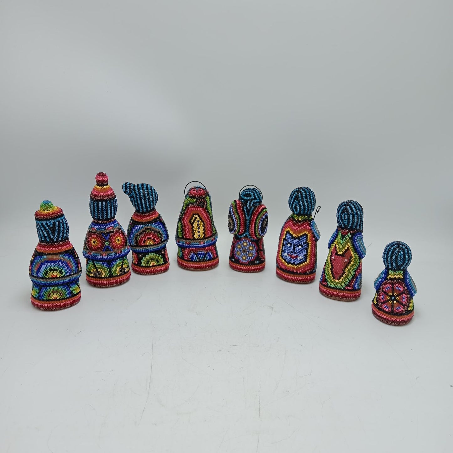 Hand Beaded Huichol Mexican Folk Art Nativity Set By Mayola Villa PP8582