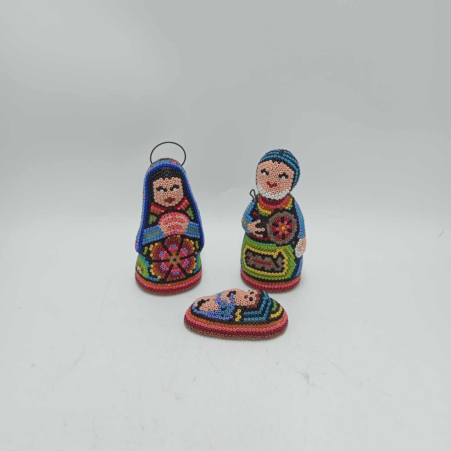 Hand Beaded Huichol Mexican Folk Art Nativity Set By Mayola Villa PP8582