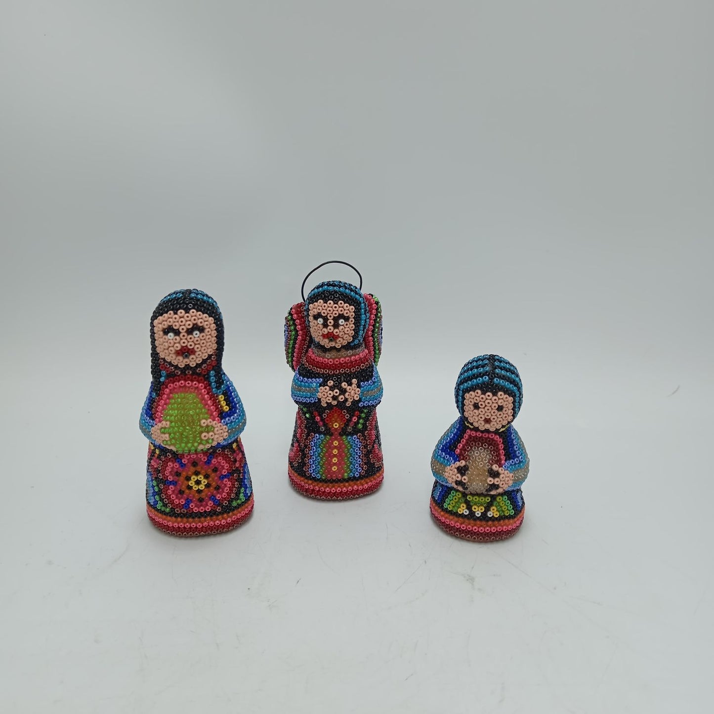 Hand Beaded Huichol Mexican Folk Art Nativity Set By Mayola Villa PP8582