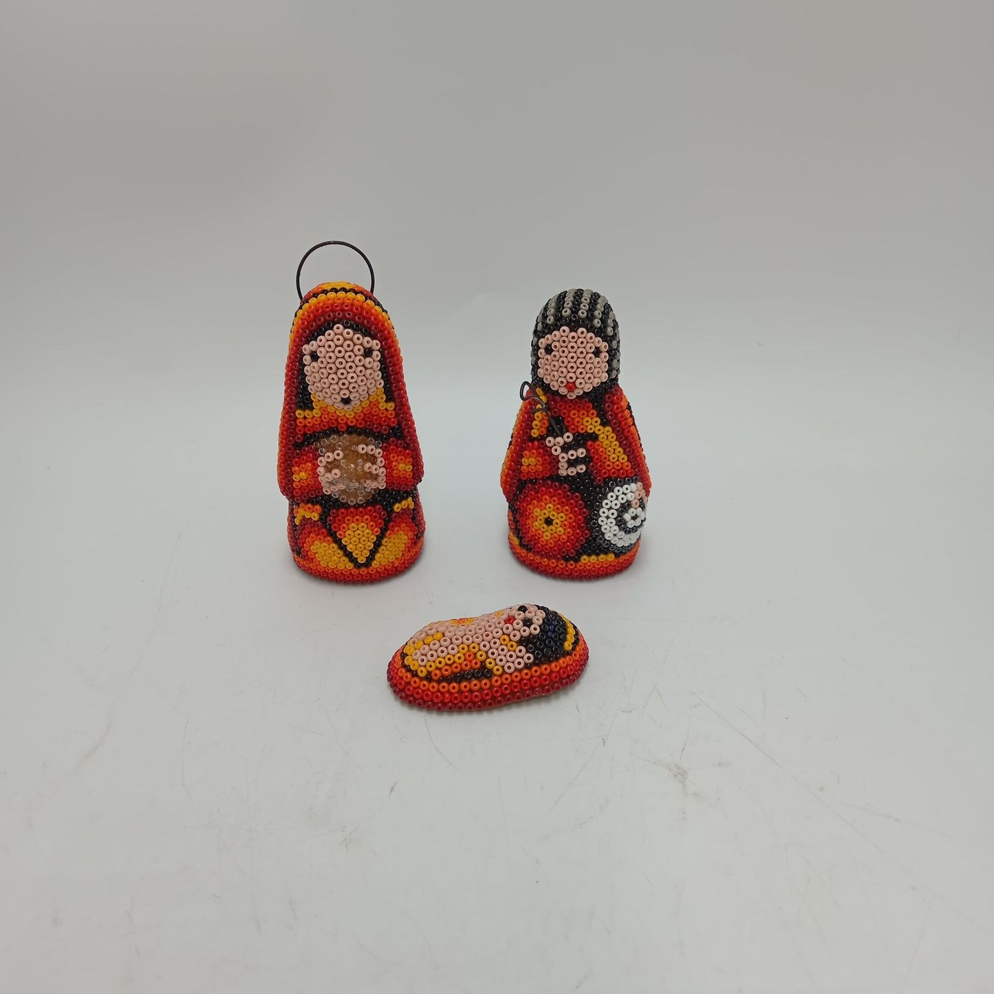 Hand Beaded Huichol Mexican Folk Art Nativity Set By Mayola Villa PP8583