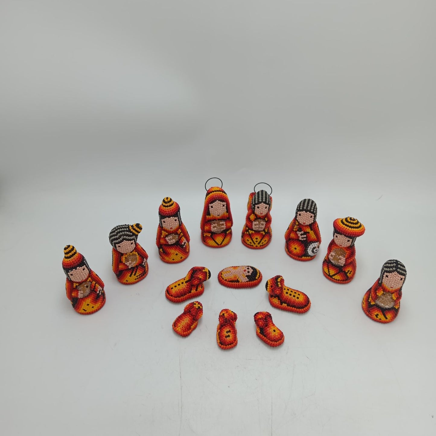 Hand Beaded Huichol Mexican Folk Art Nativity Set By Mayola Villa PP8583