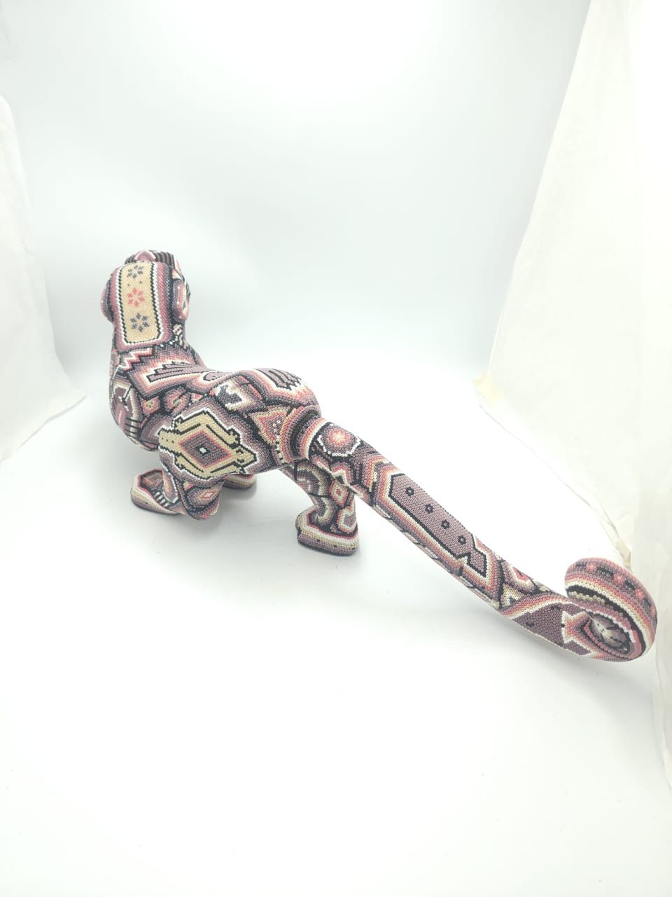 Mexican Huichol Hand Beaded Art, Jaguar By Isandro Villa Lopez PP8609