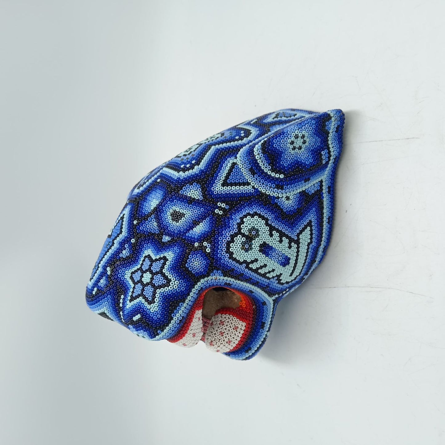 Huichol Mexican Hand Beaded Jaguar Head By Isandro Villa Lopez PP8617 Oaxaca