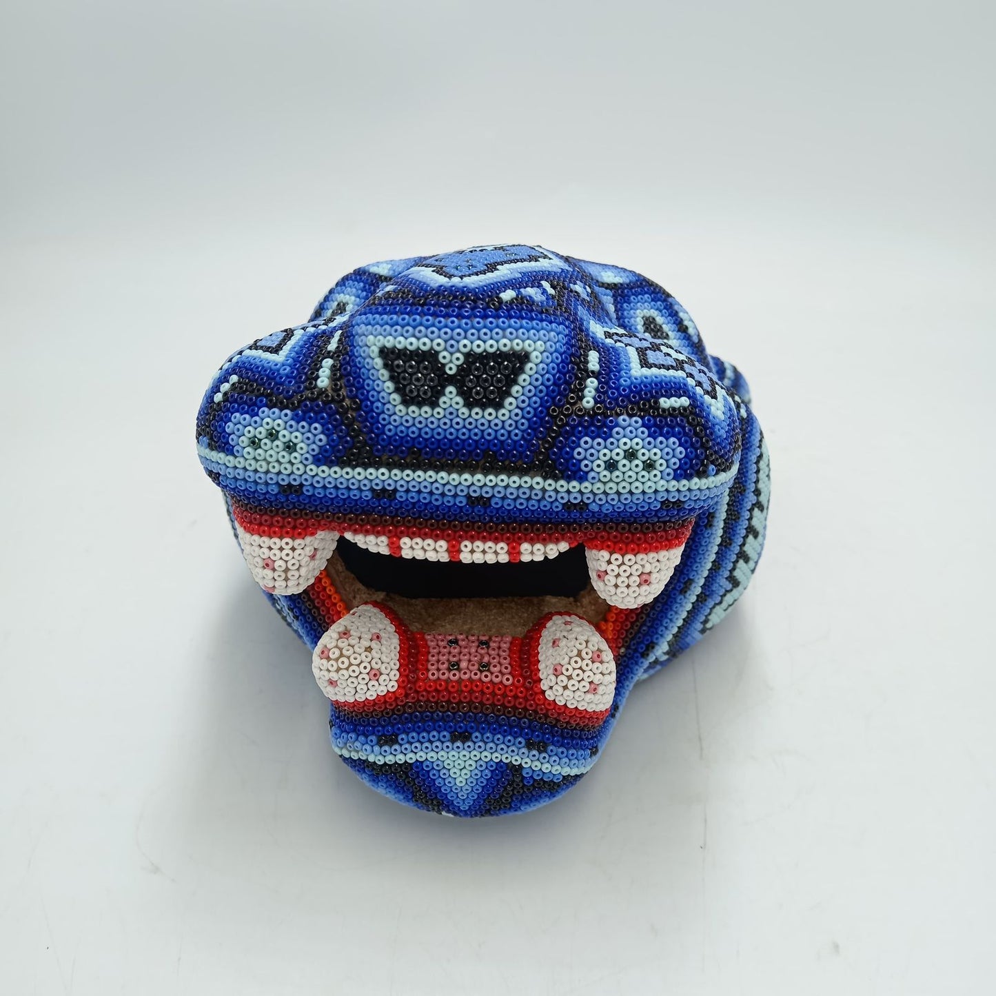 Huichol Mexican Hand Beaded Jaguar Head By Isandro Villa Lopez PP8617 Oaxaca