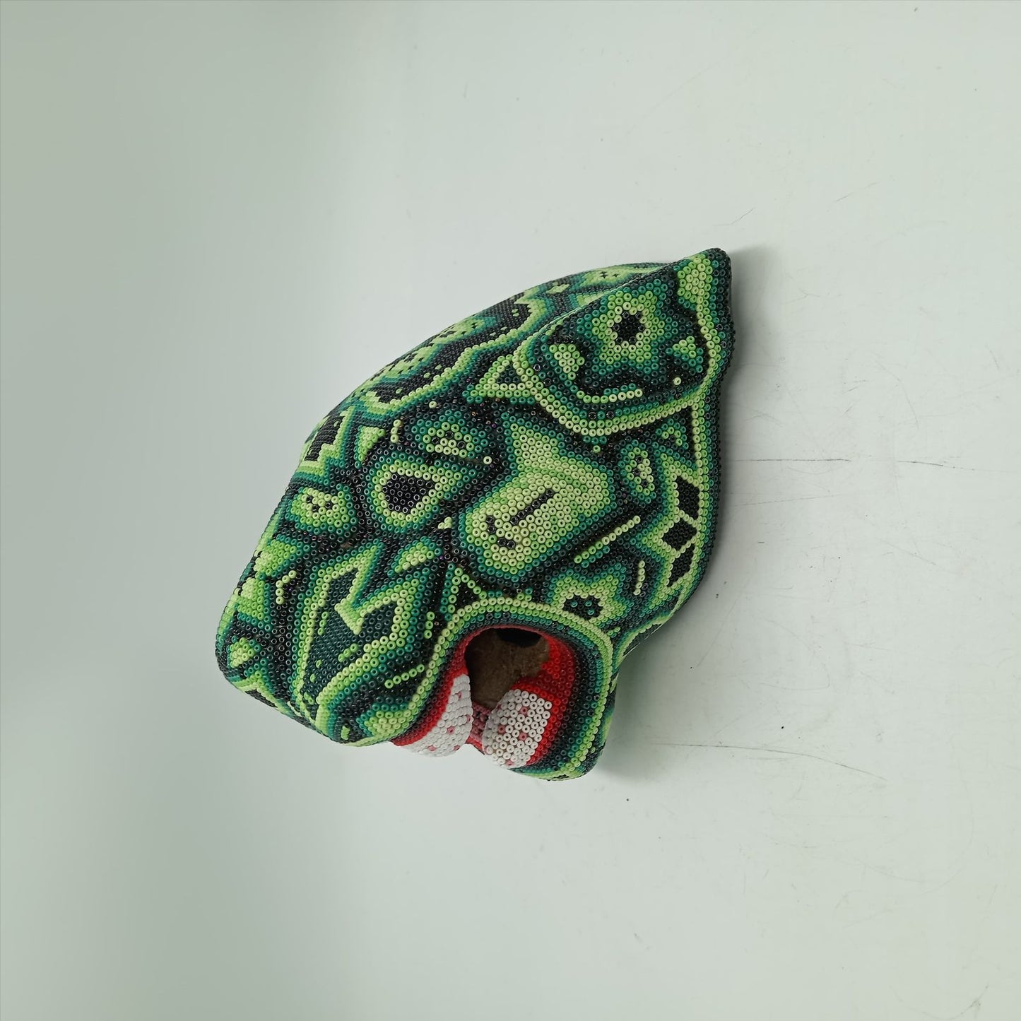 Huichol Mexican Hand Beaded Jaguar Head By Isandro Villa Lopez PP8618 Oaxaca