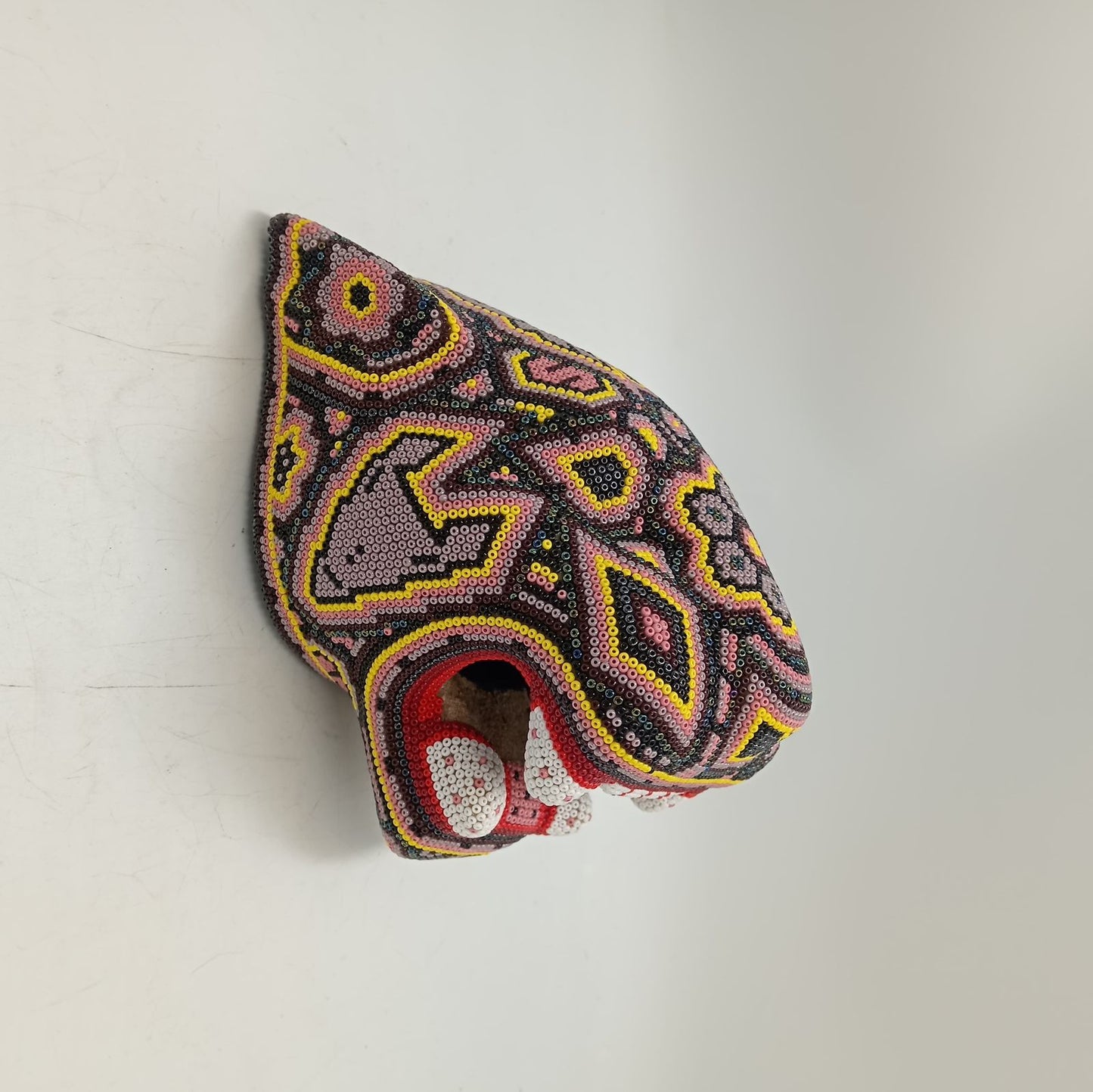 Huichol Mexican Hand Beaded Jaguar Head By Isandro Villa Lopez PP8619 Oaxaca
