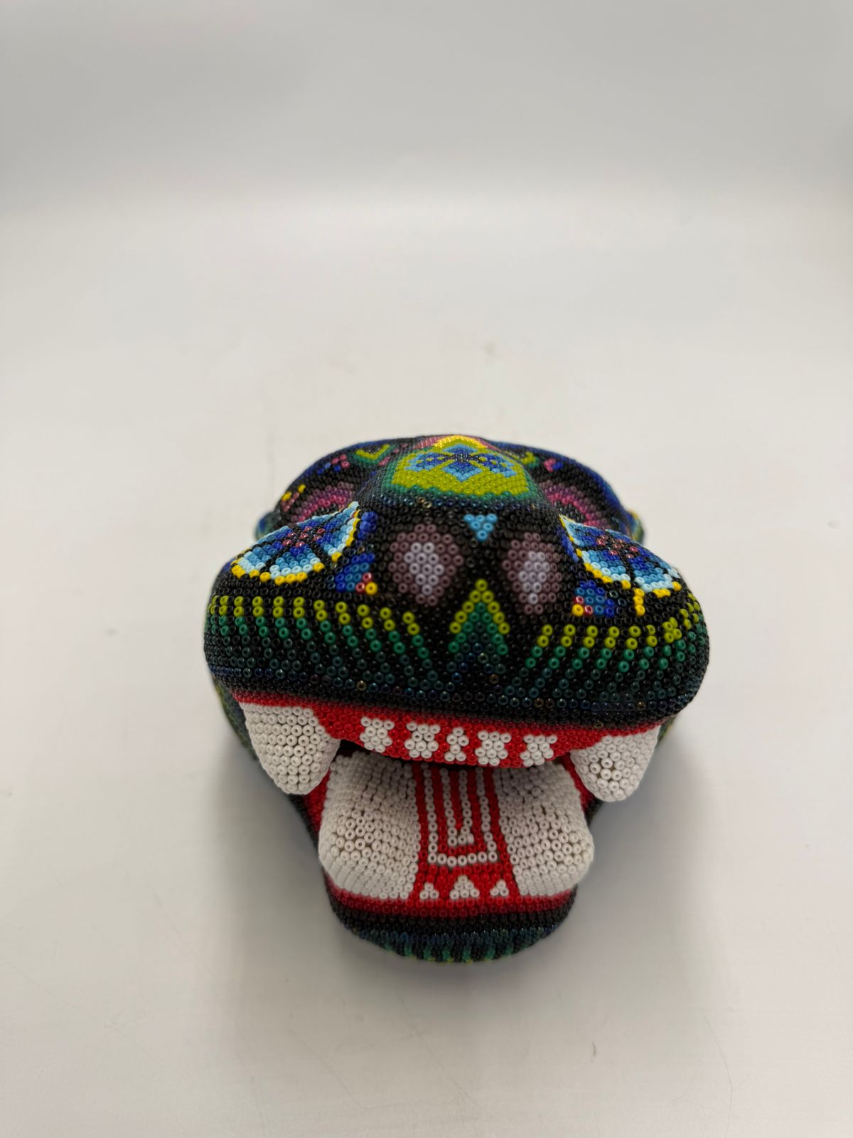 Mexican Huichol Hand Beaded Jaguar Head By Octaviano Villa Lopez PP8616 Oaxaca