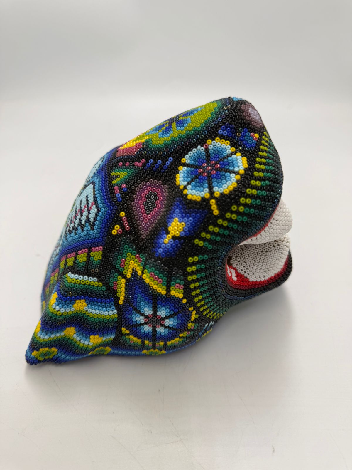 Mexican Huichol Hand Beaded Jaguar Head By Octaviano Villa Lopez PP8616 Oaxaca