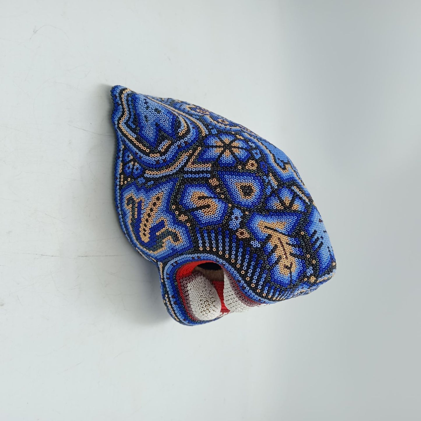 Huichol Mexican Hand Beaded Jaguar Head By Isandro Villa Lopez PP8627