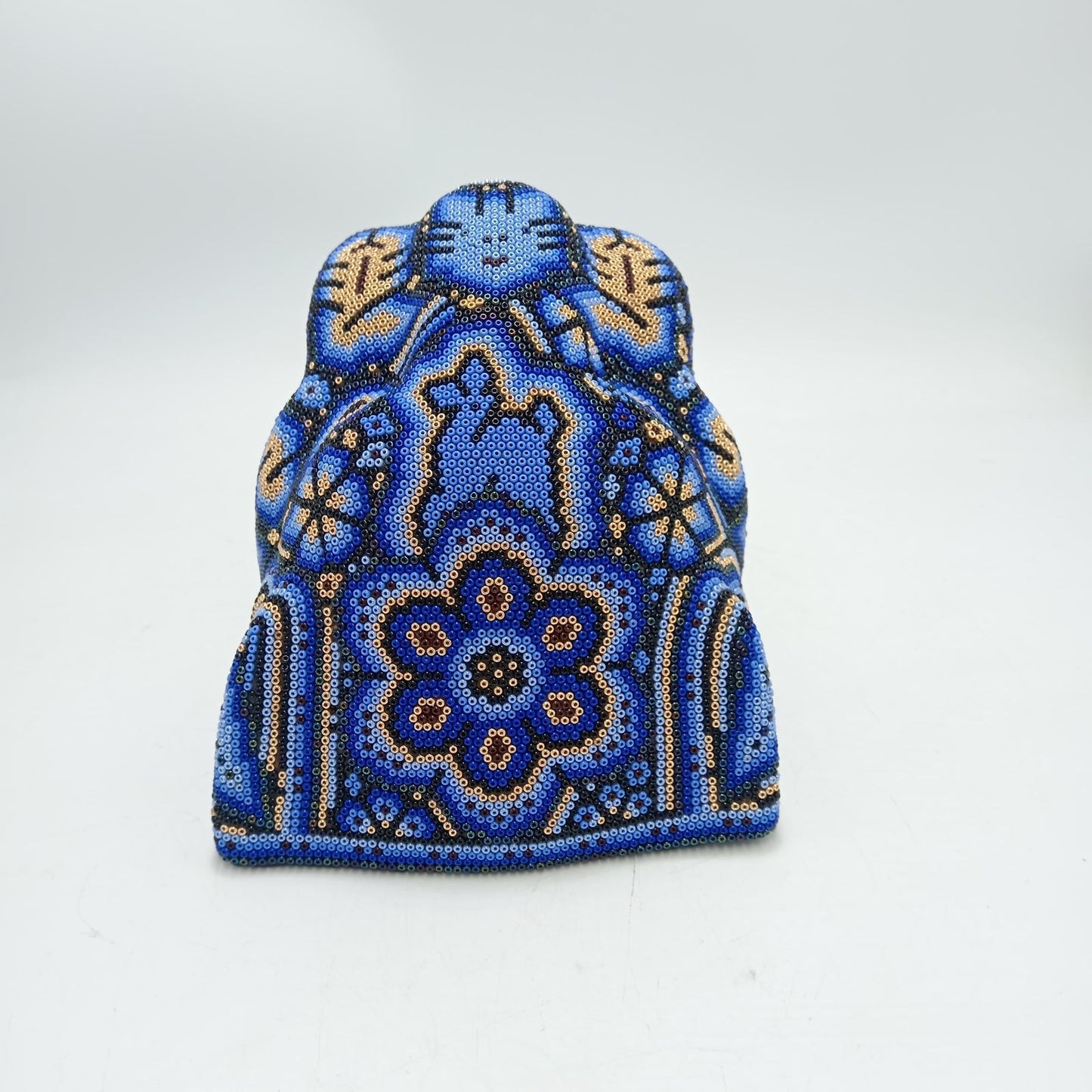 Huichol Mexican Hand Beaded Jaguar Head By Isandro Villa Lopez PP8627