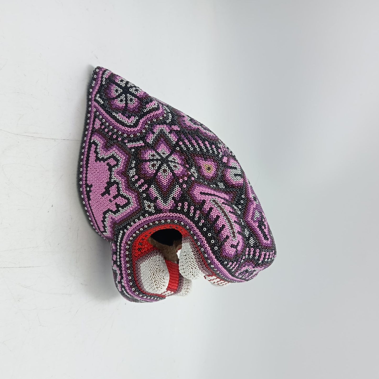 Huichol Mexican Hand Beaded Jaguar Head By Isandro Villa Lopez PP8629