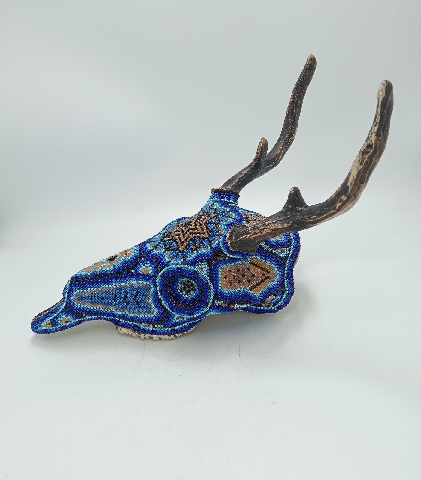 Huichol Indian Cast Resin Deer Skull Beaded By Mayola Villa Lopez PP8632