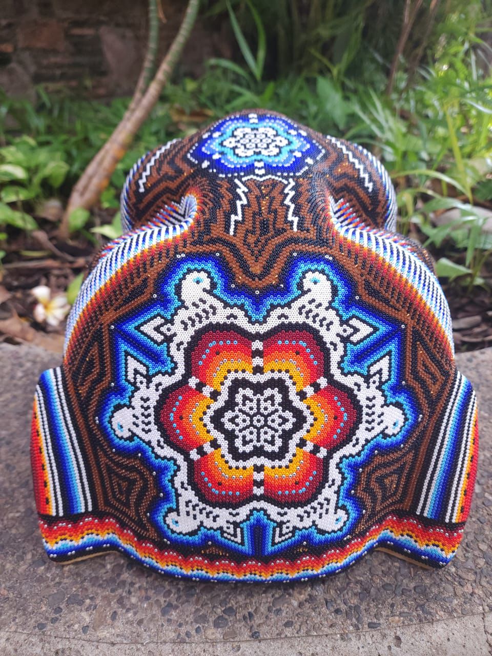 Mexican Huichol Hand Beaded Jaguar Head By Santos Bautista PP8634 Oaxaca