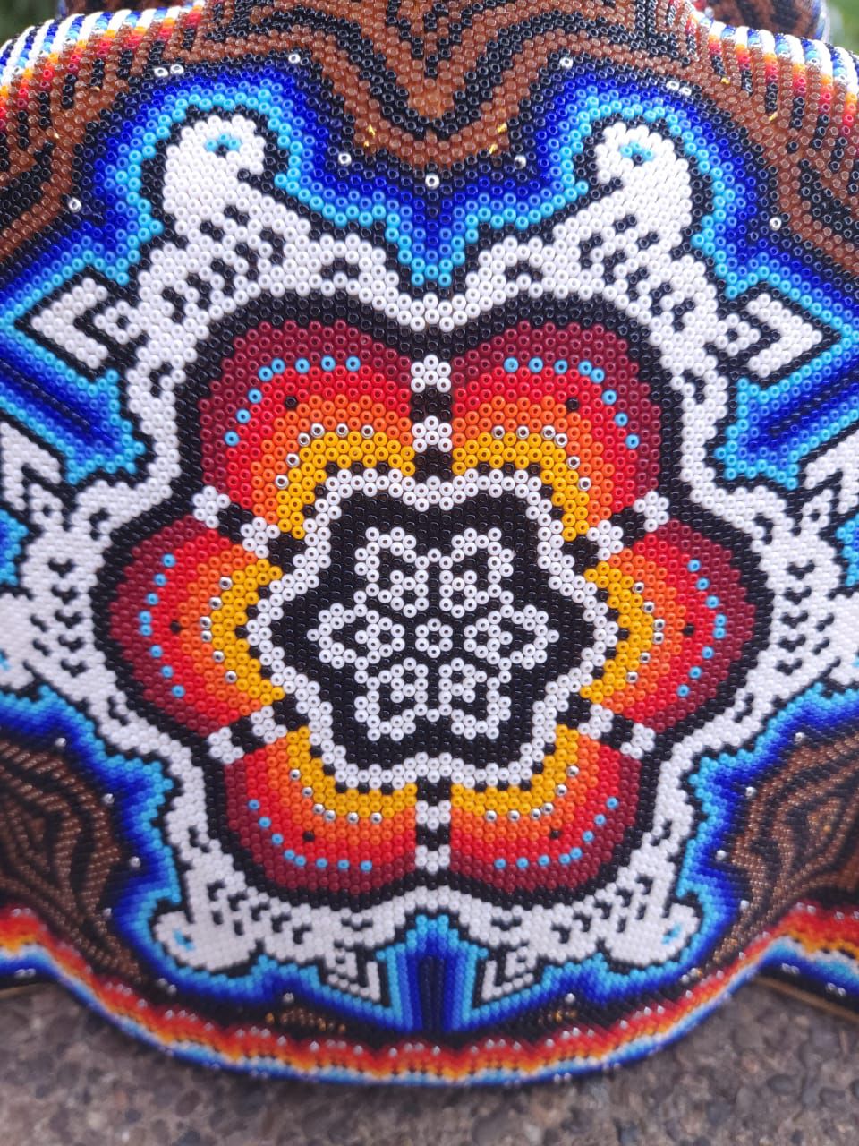 Mexican Huichol Hand Beaded Jaguar Head By Santos Bautista PP8634 Oaxaca