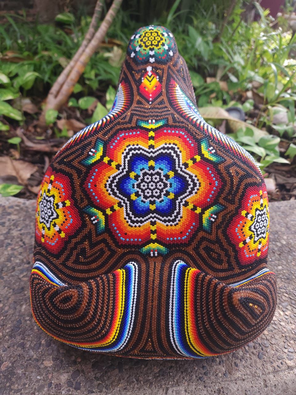 Mexican Huichol Hand Beaded Wolf Head By Santos Bautista PP8635 Oaxaca