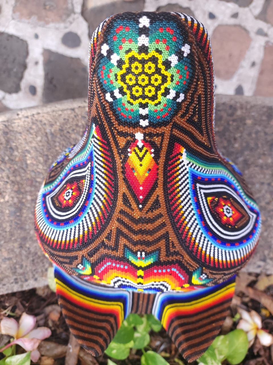 Mexican Huichol Hand Beaded Wolf Head By Santos Bautista PP8635 Oaxaca