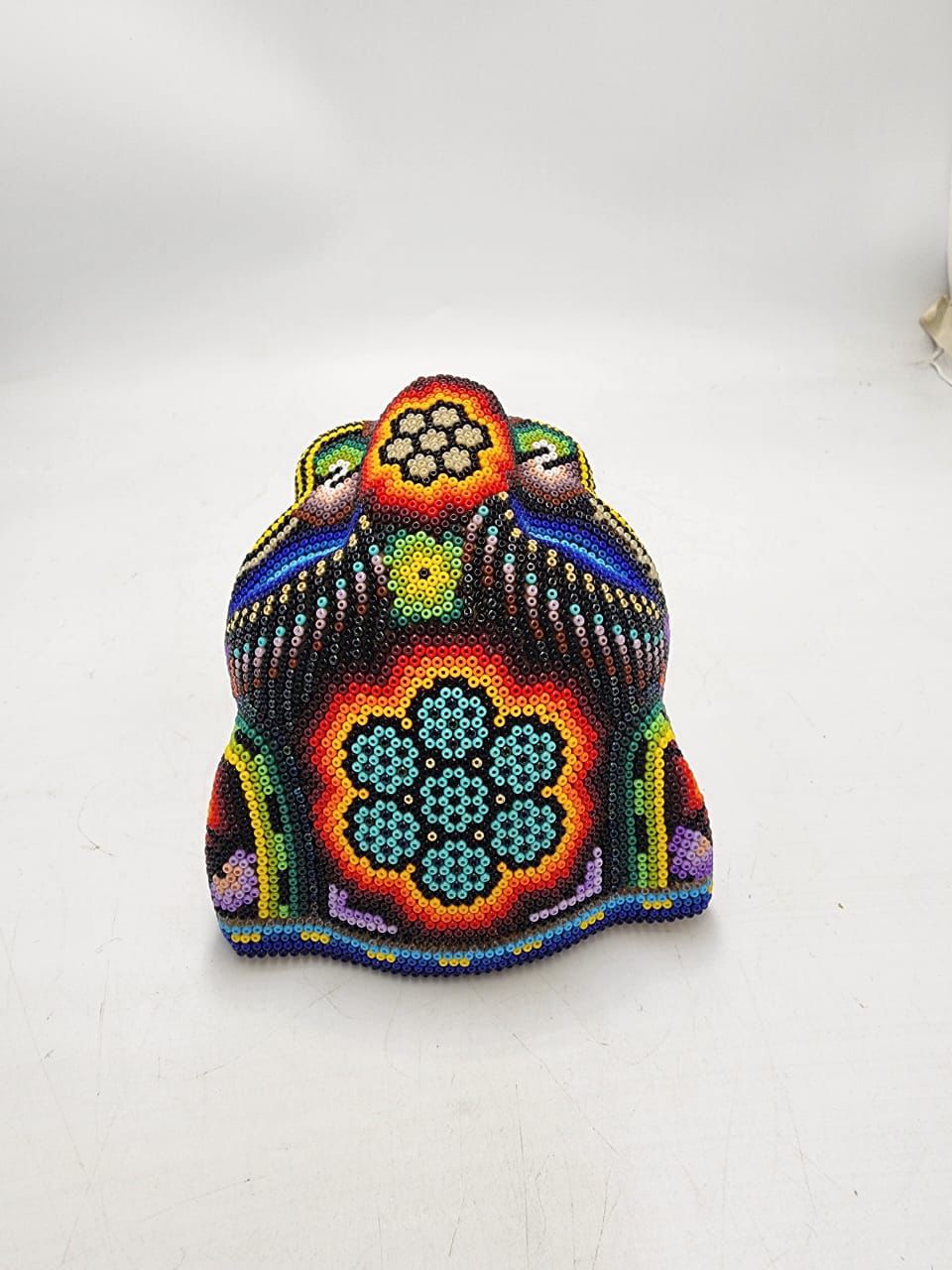 Mexican Folk Art Huichol Beaded Jaguar Head By Mayola Villa Lopez PP8638