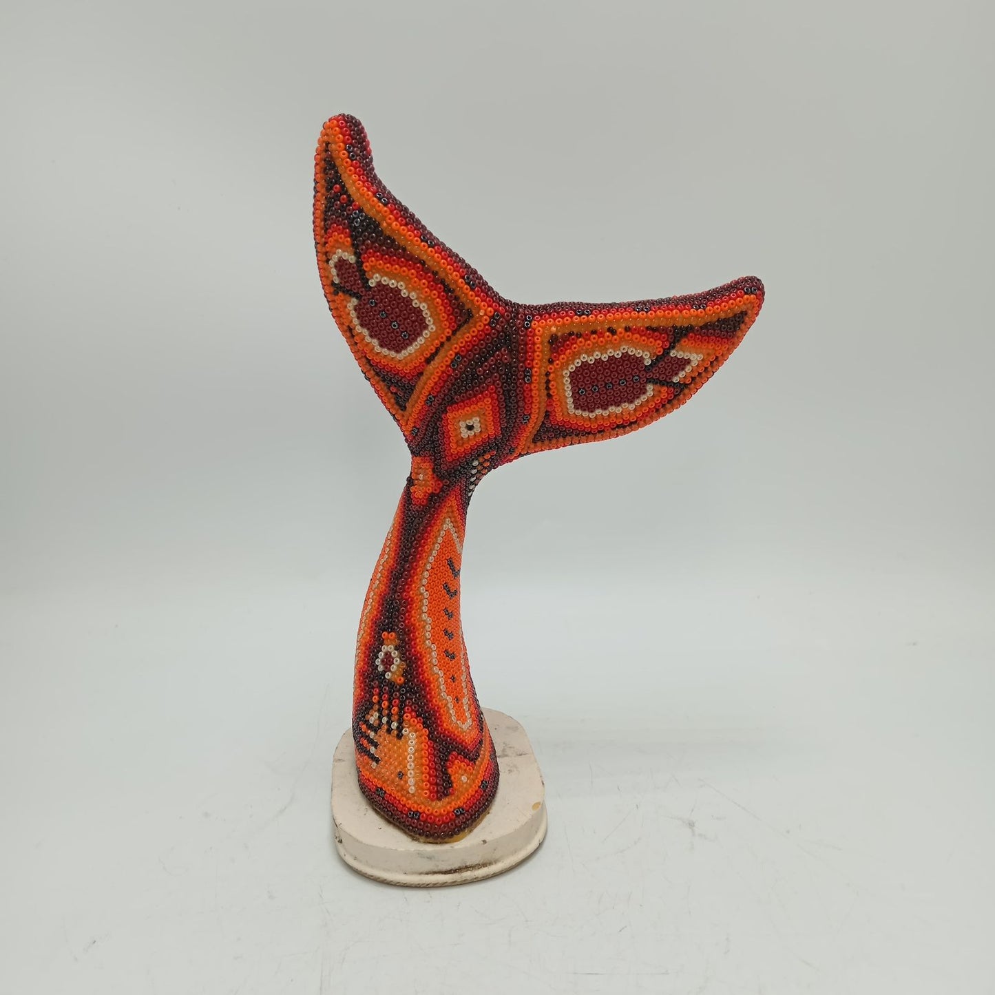 Mexican Folk Art Huichol Beaded Whale Tail By Mayola Villa Lopez PP8639