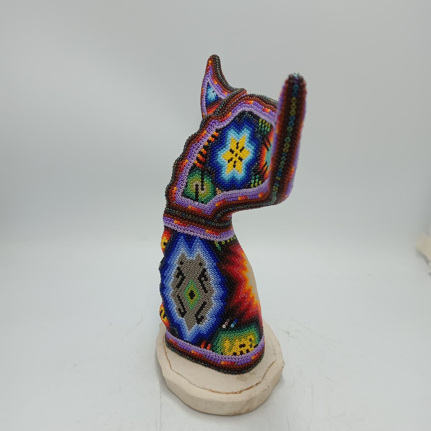 Mexican Folk Art Huichol Beaded Whale Tail By Mayola Villa Lopez PP8640