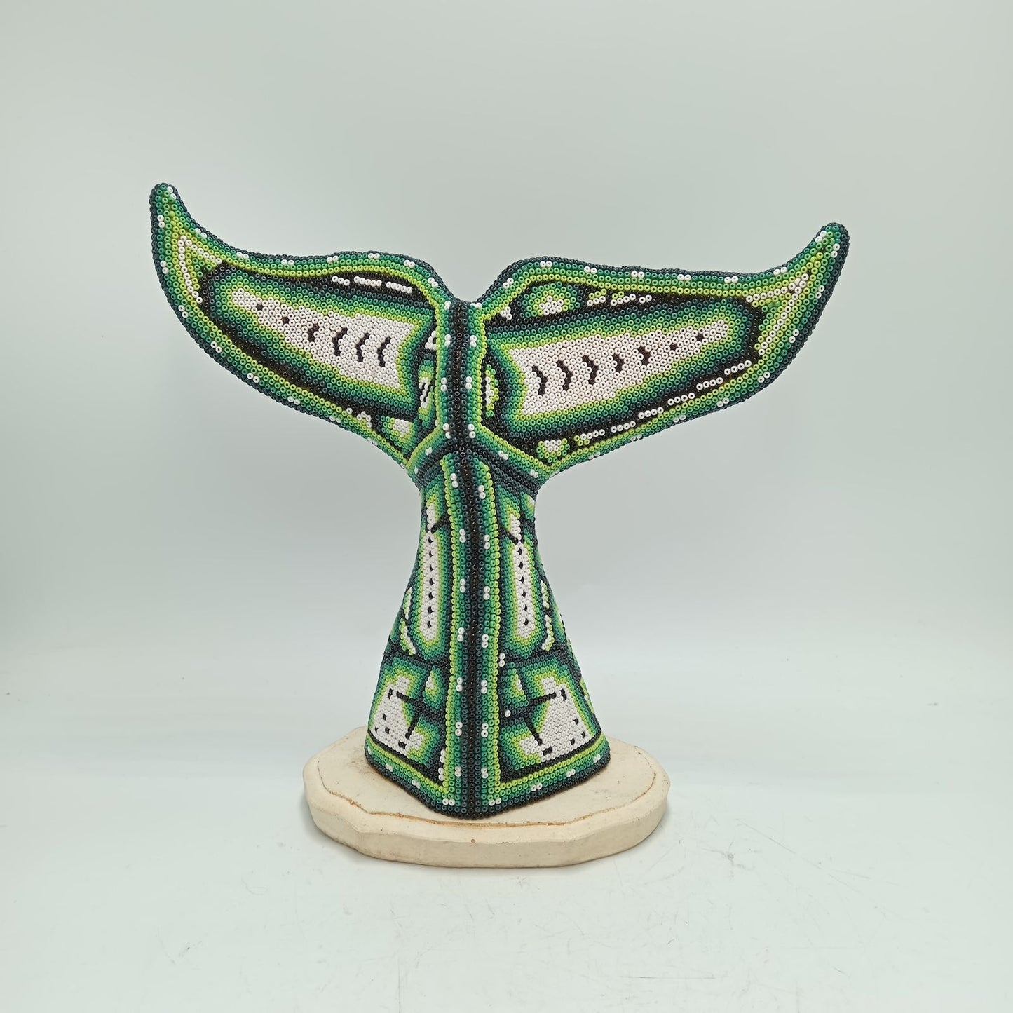 Mexican Folk Art Huichol Beaded Whale Tail By Mayola Villa Lopez PP8657