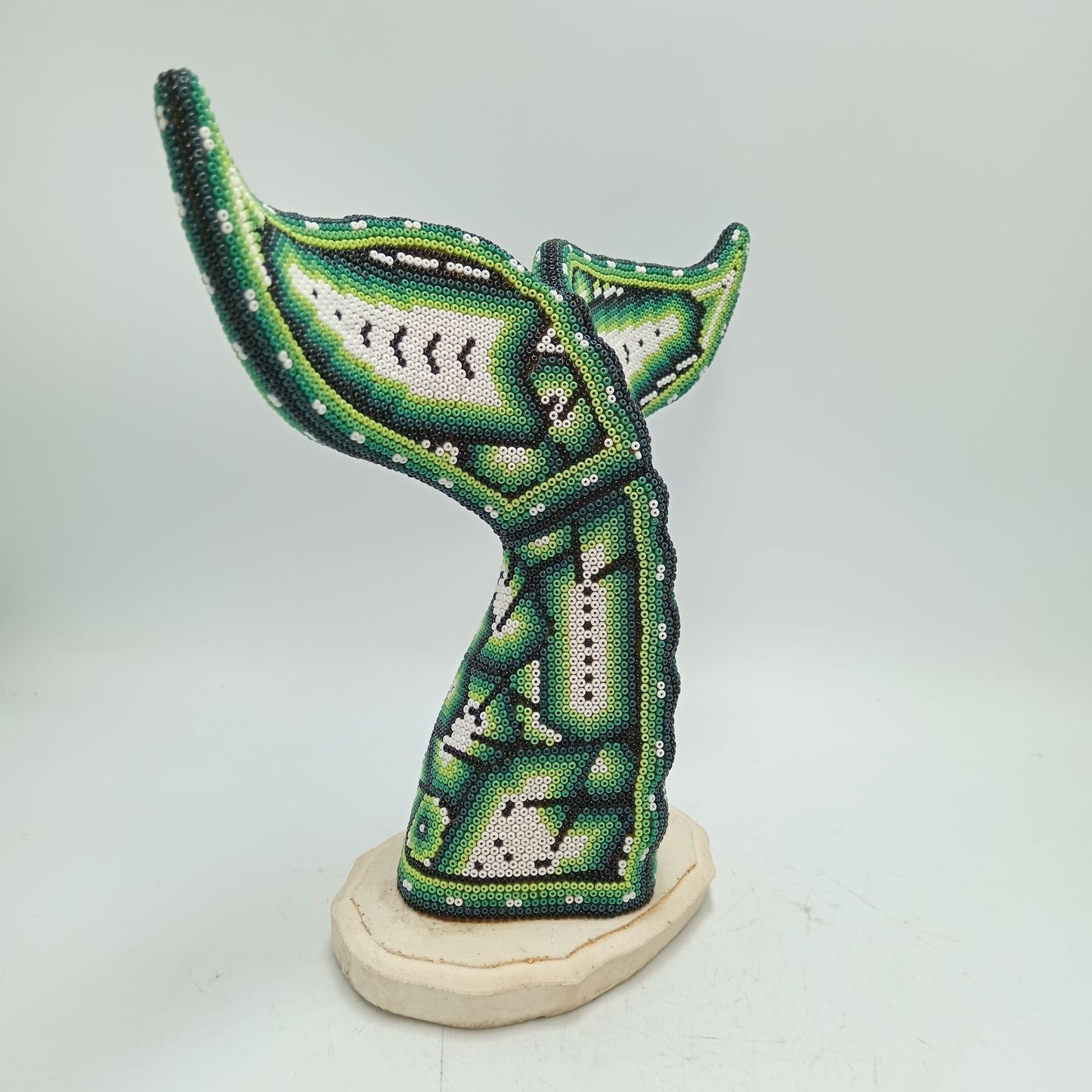 Mexican Folk Art Huichol Beaded Whale Tail By Mayola Villa Lopez PP8657