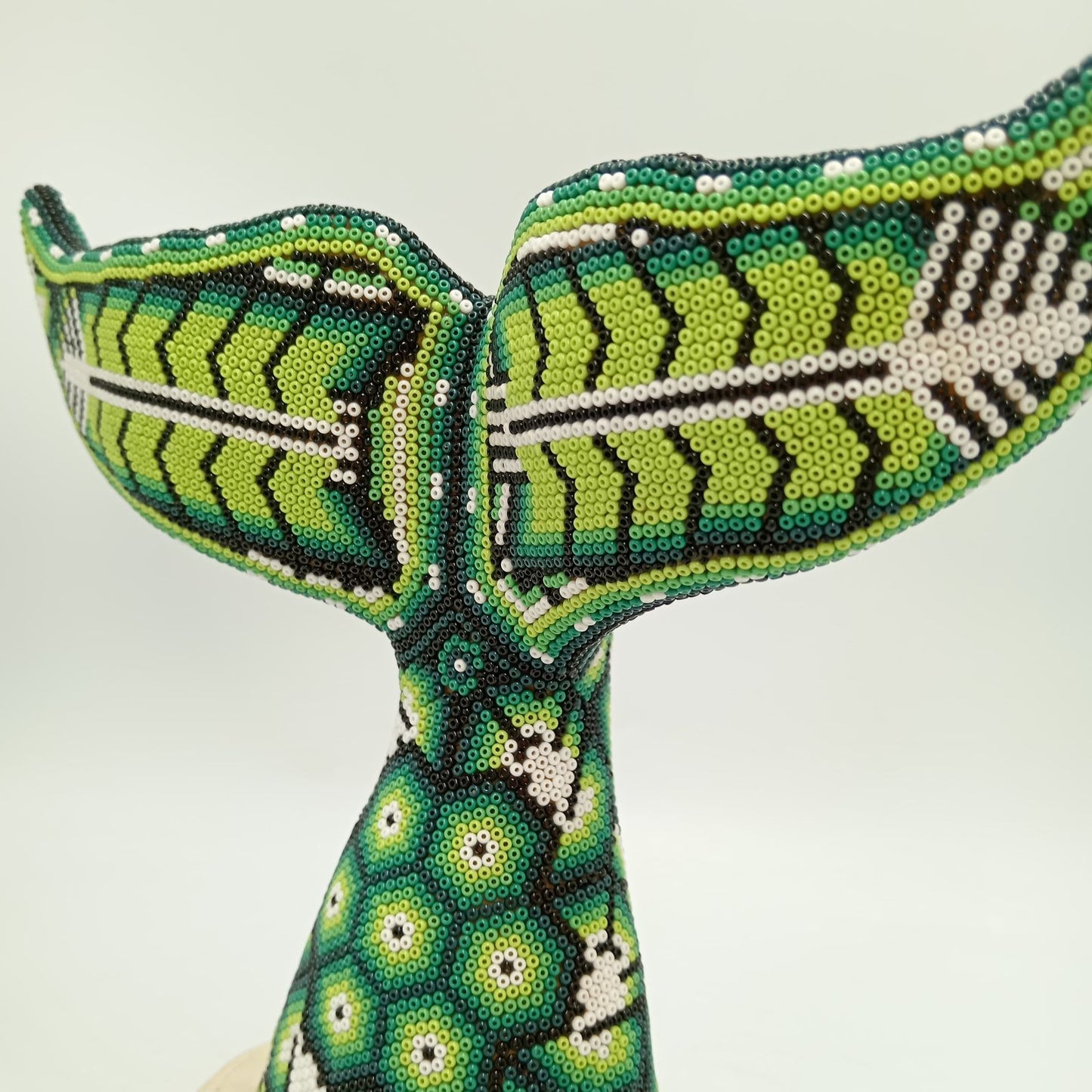 Mexican Folk Art Huichol Beaded Whale Tail By Mayola Villa Lopez PP8657
