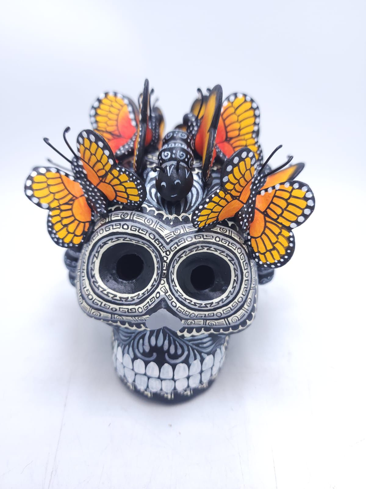 Day Of The Dead Ceramics Butterflys Human Skull By Alfonso Castillo PP8652