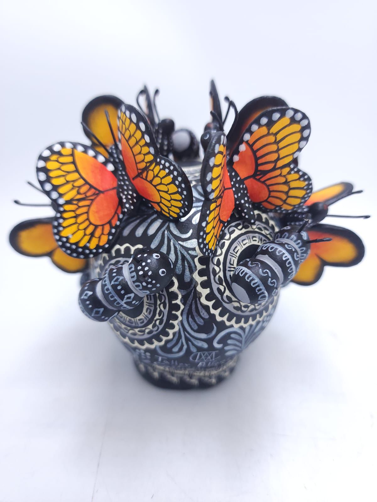 Day Of The Dead Ceramics Butterflys Human Skull By Alfonso Castillo PP8652