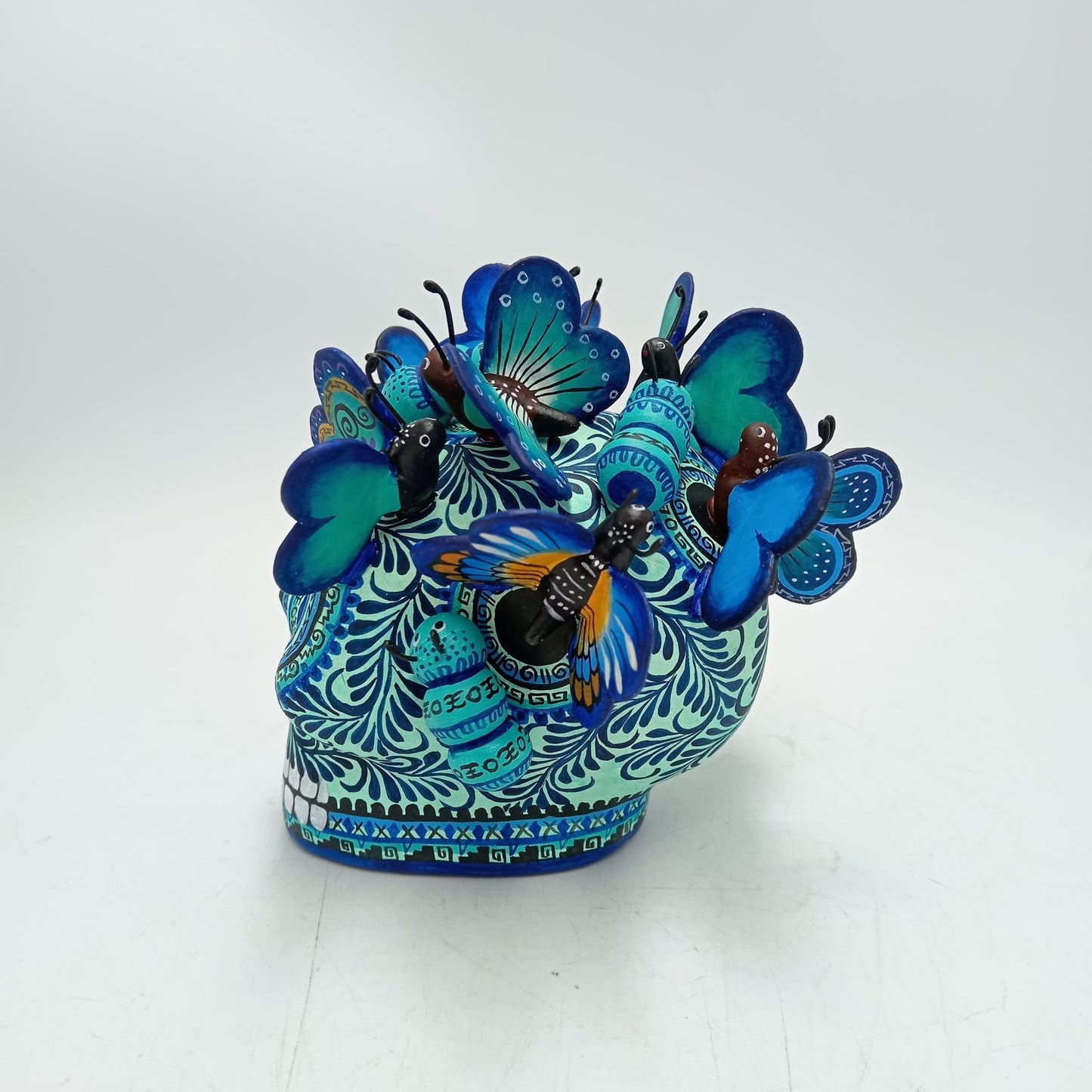 Day Of The Dead Ceramics Butterflys Human Skull By Alfonso Castillo PP8656