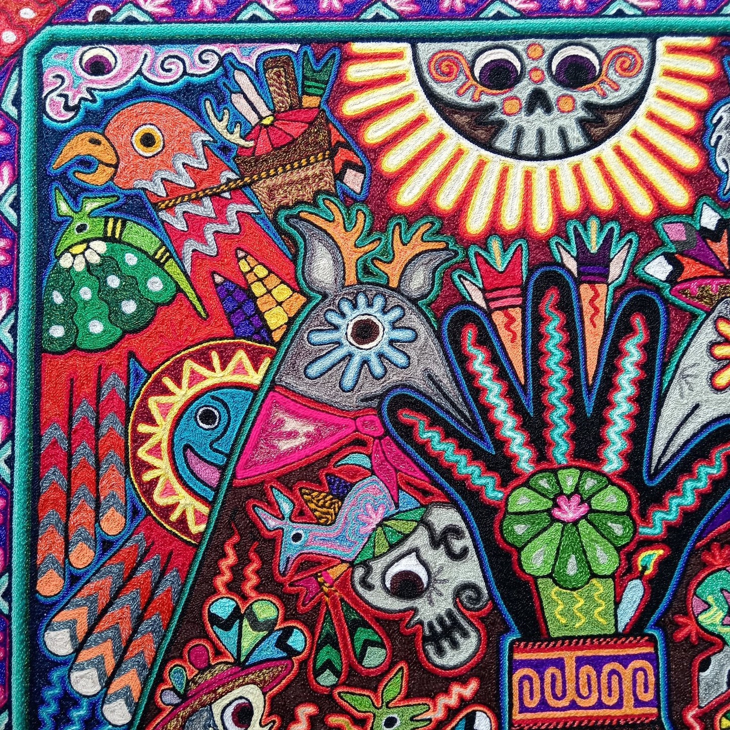 Huichol Indian Yarn Painting by Luis Castro PP8513