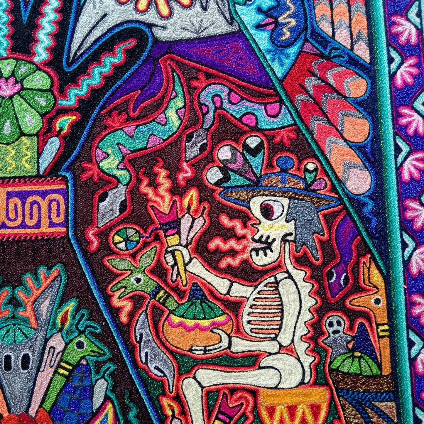 Huichol Indian Yarn Painting by Luis Castro PP8513