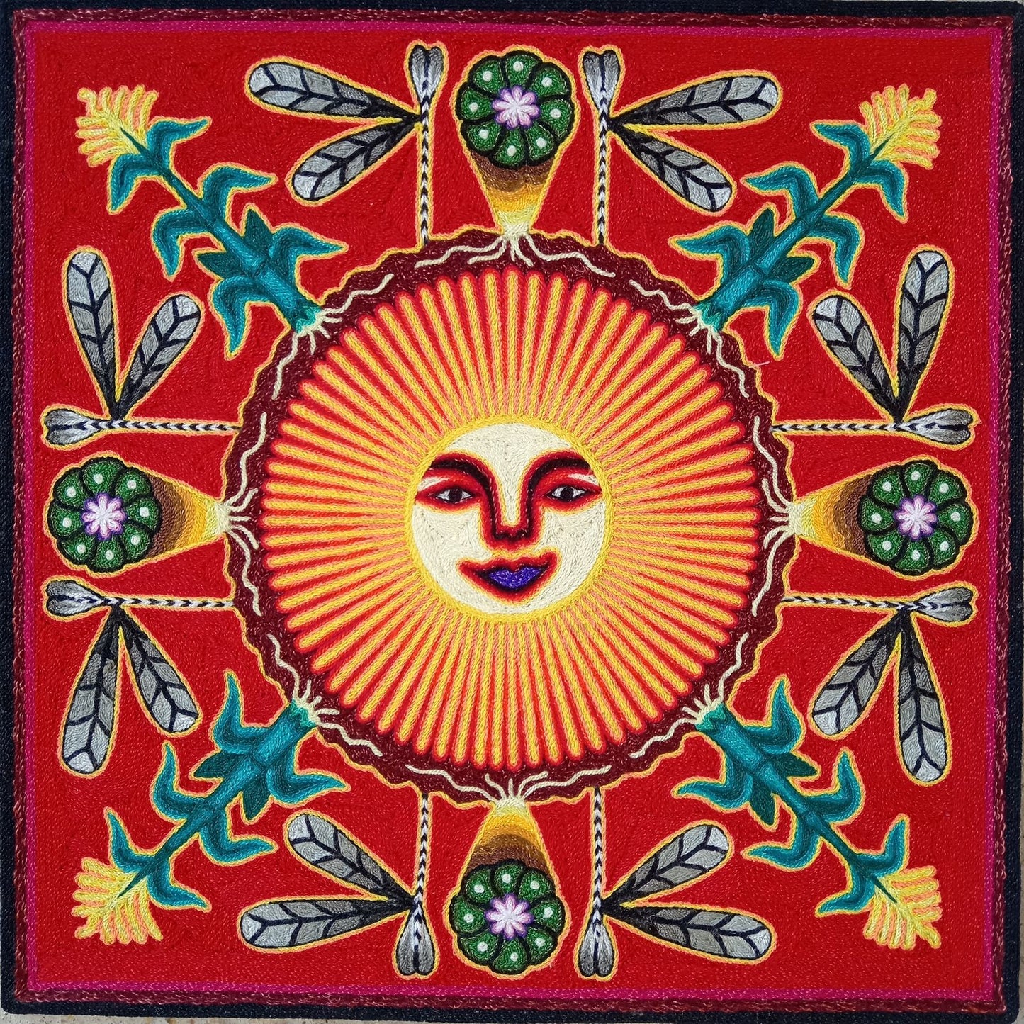 Huichol Indian Yarn Painting by  Samuel Hernandez  PP8568