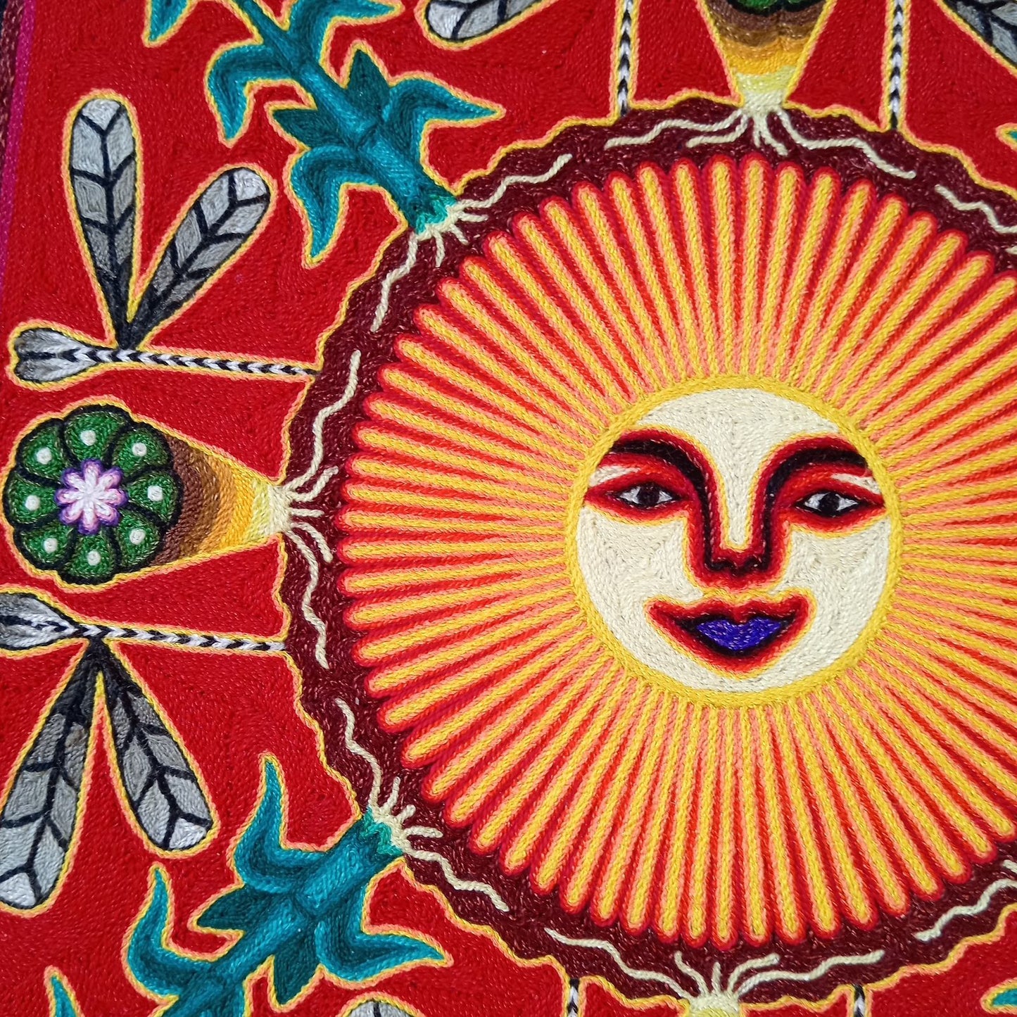 Huichol Indian Yarn Painting by  Samuel Hernandez  PP8568