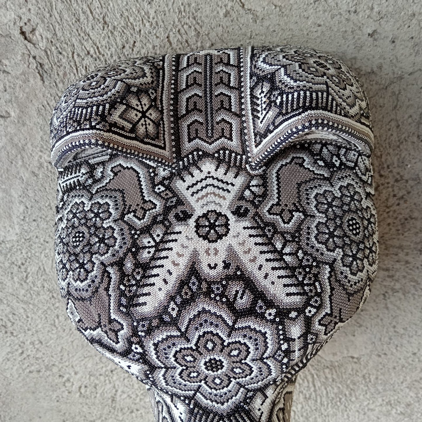 Huichol Mexican Hand Beaded Wolf Head By Isandro Villa Lopez PP8598