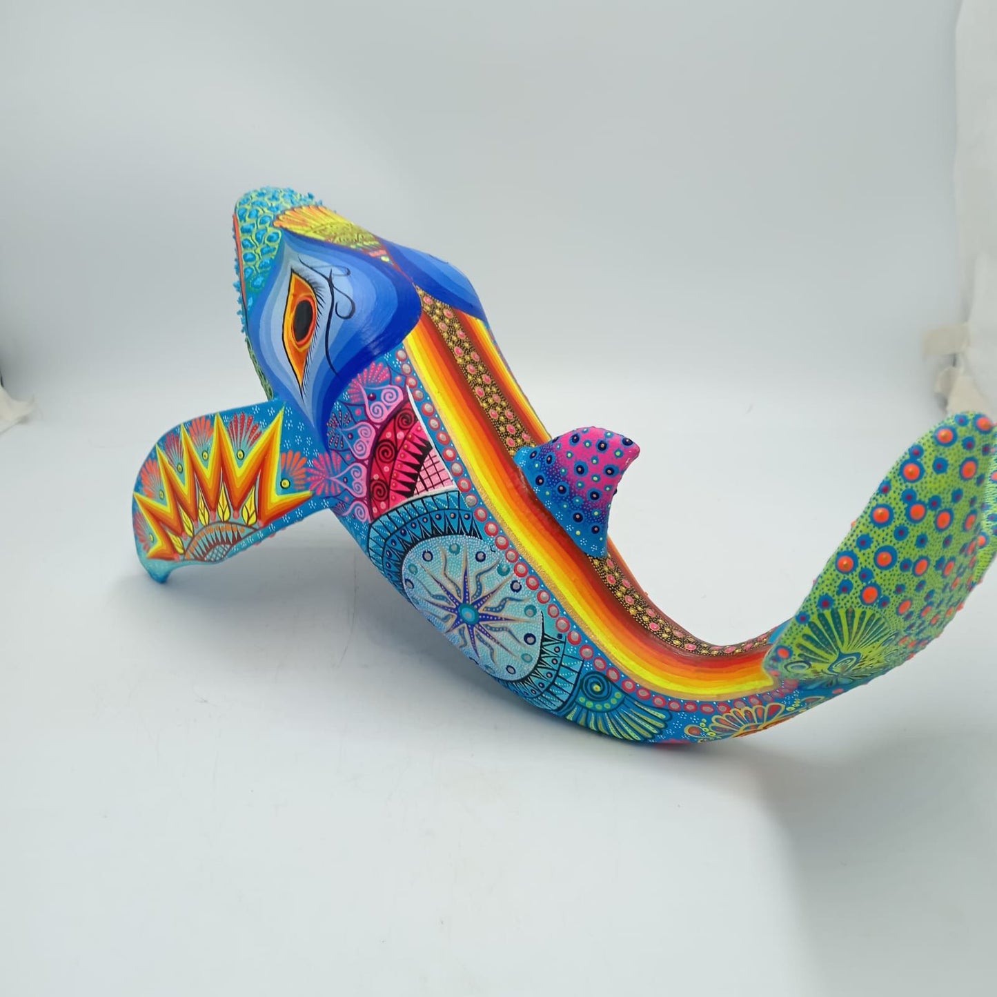 Mexican Folk Art Oaxacan Wood Carving Alebrije Hand Made, Whale By Luis Sosa PP8665