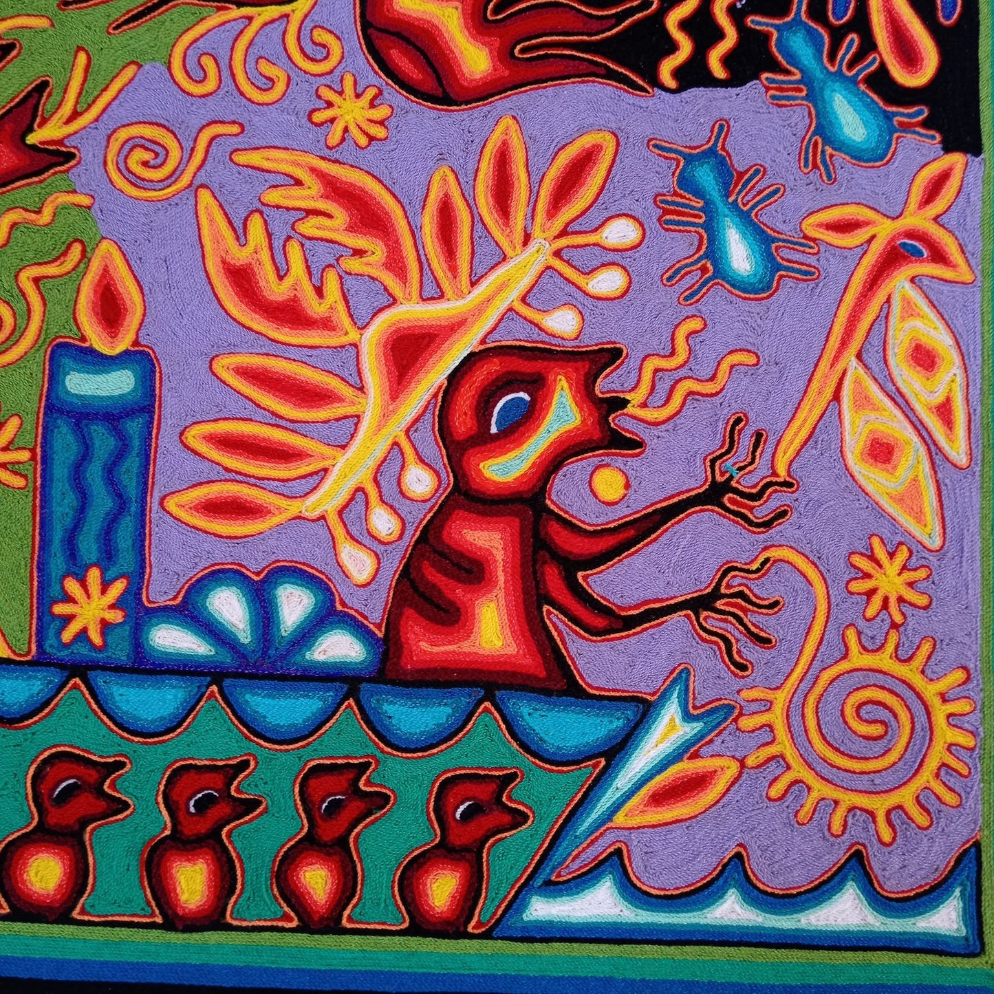Huichol Yarn Painting Mexican Folk Art By Luciana Benitez PP8668
