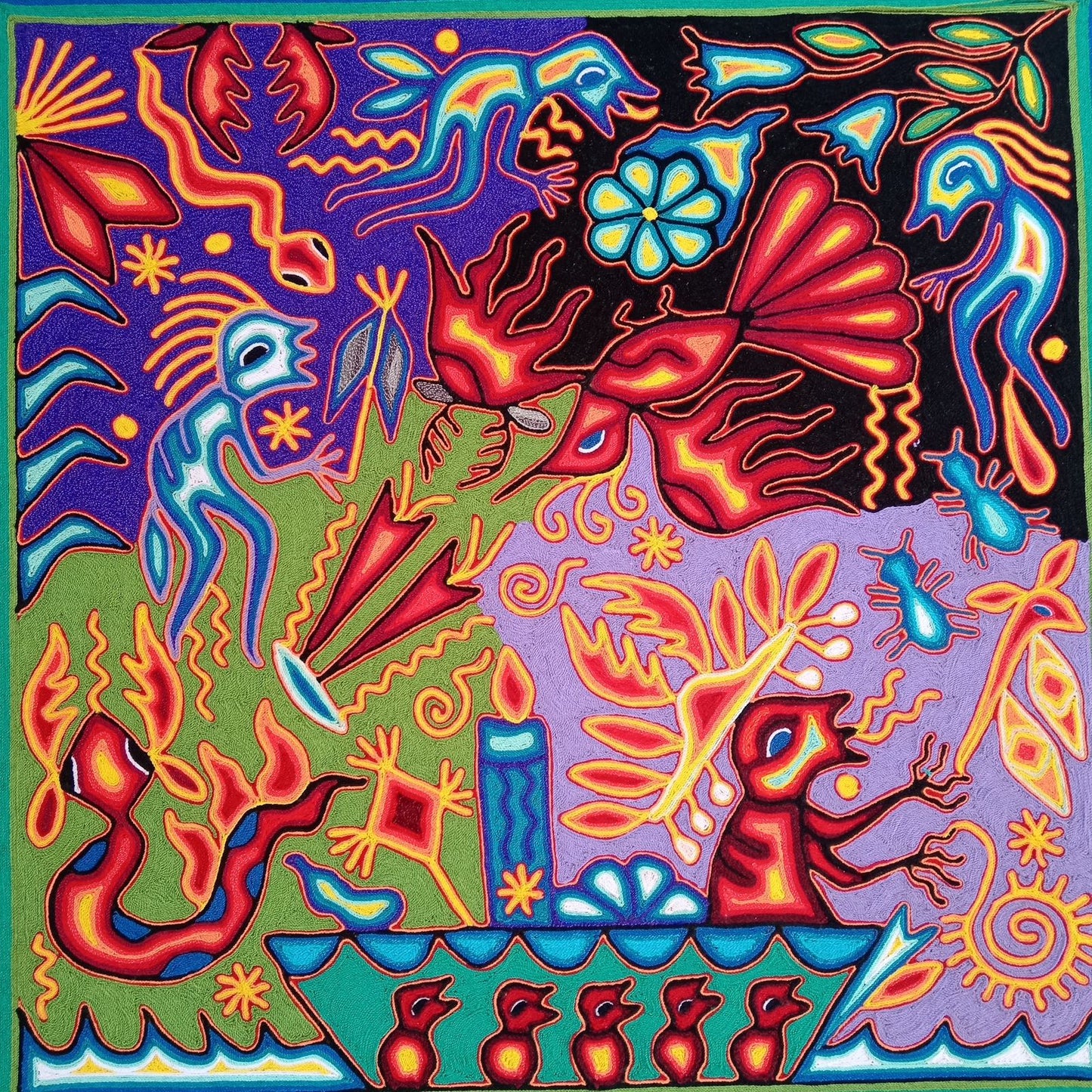 Huichol Yarn Painting Mexican Folk Art By Luciana Benitez PP8668