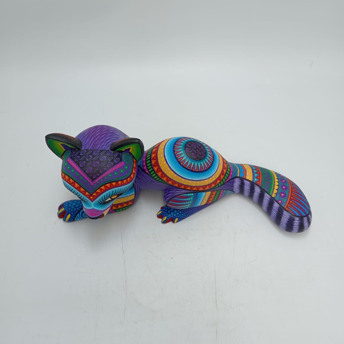 Mexican Oaxacan Wood Carving Racoon By Julia Fuentes PP8697