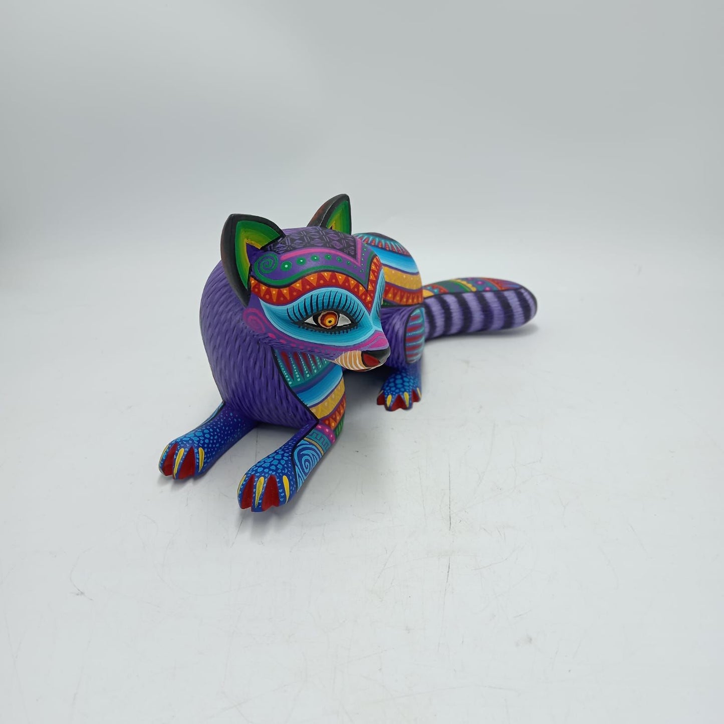 Mexican Oaxacan Wood Carving Racoon By Julia Fuentes PP8697