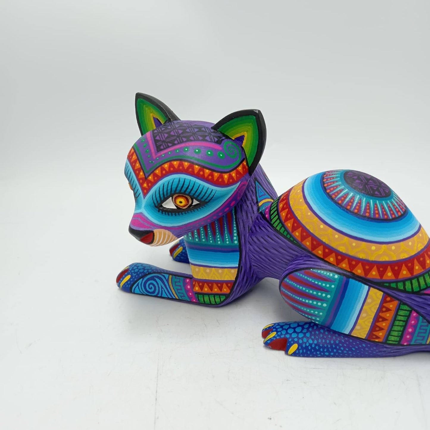 Mexican Oaxacan Wood Carving Racoon By Julia Fuentes PP8697