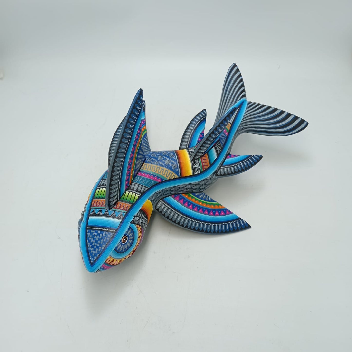 Mexican Oaxacan Wood Carving Shark By Julia Fuentes PP8700