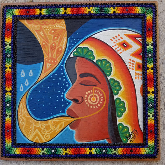 Huichol Mexican Folk Art Yarn Painting by Neikame PP8710