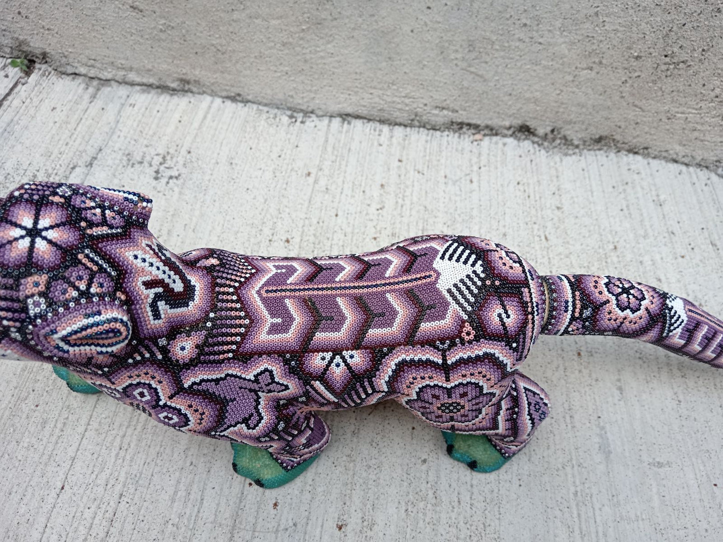 Mexican Huichol Hand Beaded Jaguar By Isandro Villa Lopez PP8762