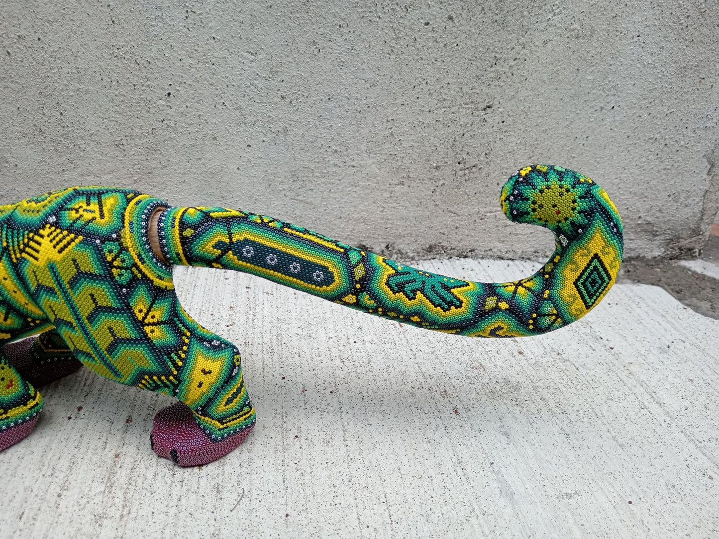 Mexican Huichol Hand Beaded Jaguar By Isandro Villa Lopez PP8763